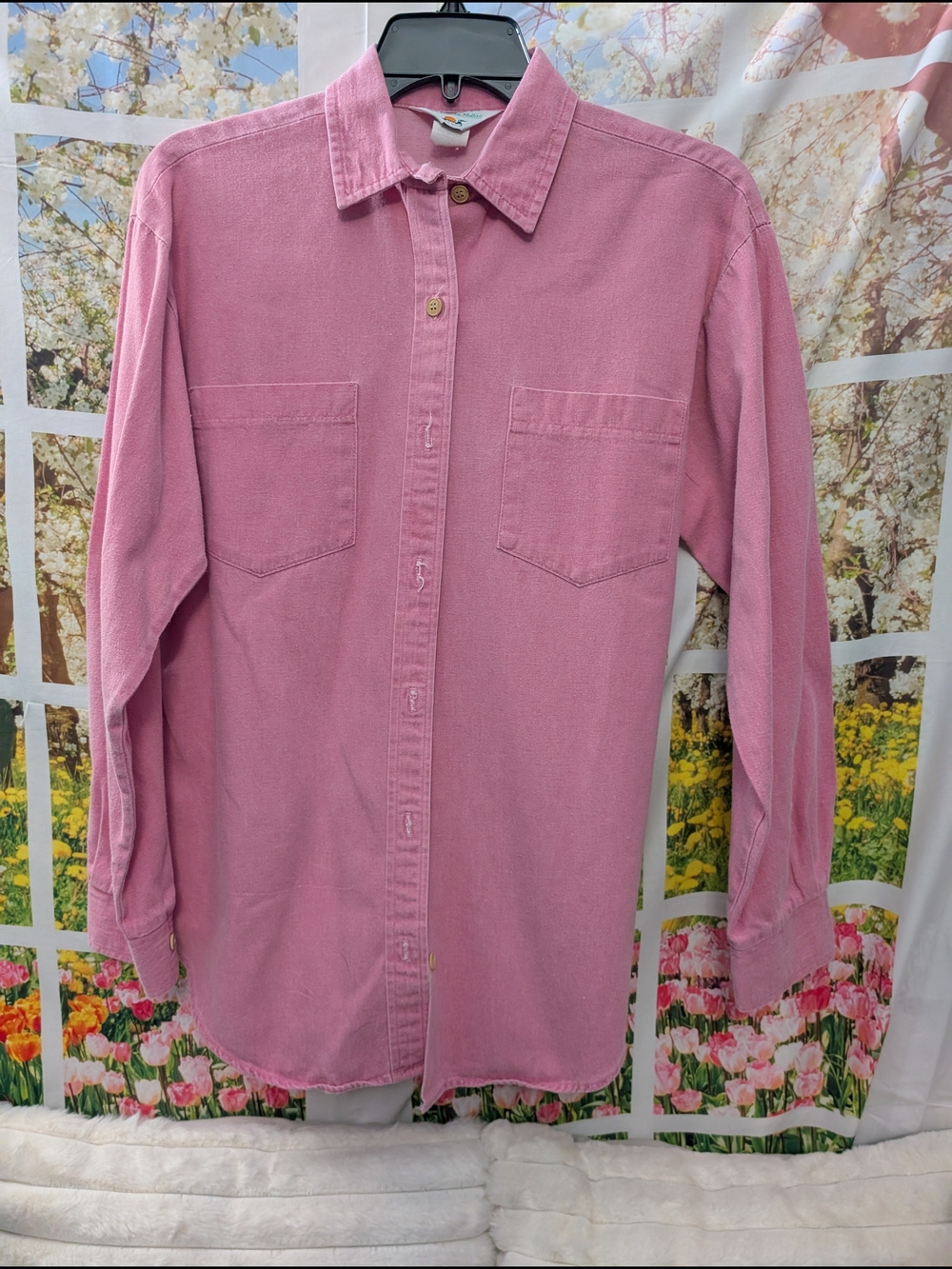 Casual Long-Sleeve Button-Down Shirt in Dusty Pink